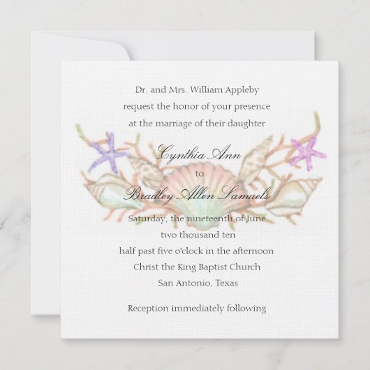 Kleurstoffen en koraal voor bruiloft kaart (Voorkant)