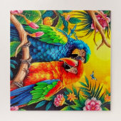 Kleurstoffen parrots legpuzzel (Horizontaal)