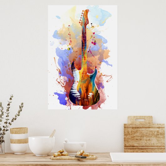 Kleurstofgitaar Poster (Keuken)