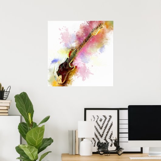 Kleurstofgitaar Poster (Thuiskantoor)