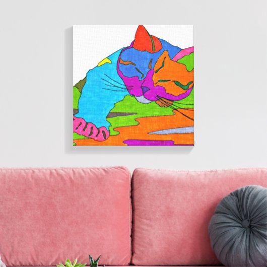 Kleurstofkat Canvas Afdruk (Insitu (Woonkamer))