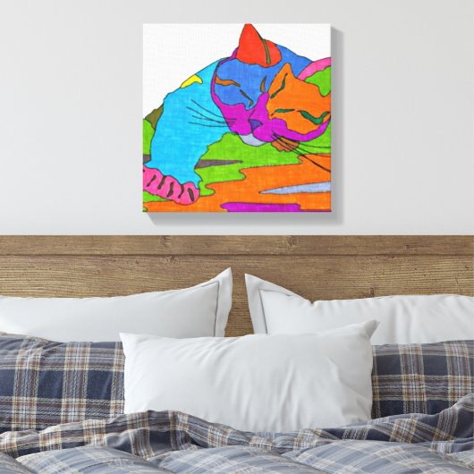 Kleurstofkat Canvas Afdruk (Insitu (Slaapkamer))