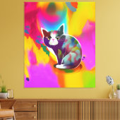 Kleurstofkat Canvas Afdruk (Insitu (Woonkamer))