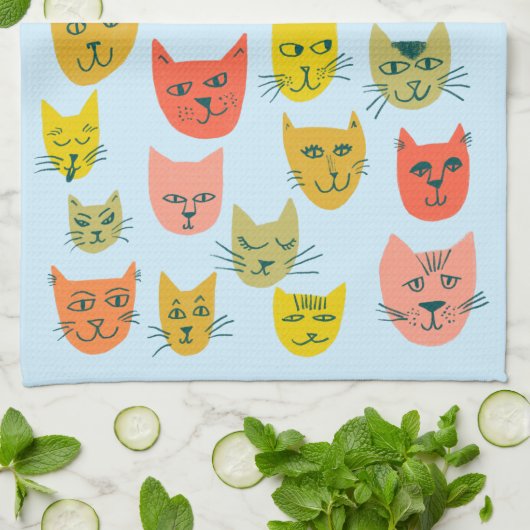 Kleurstofkatten Kittens Blue Theedoek (Gevouwen)