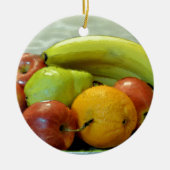Kleurstoflade, Oranje, appel, peren, Keramisch Ornament (Voorkant)