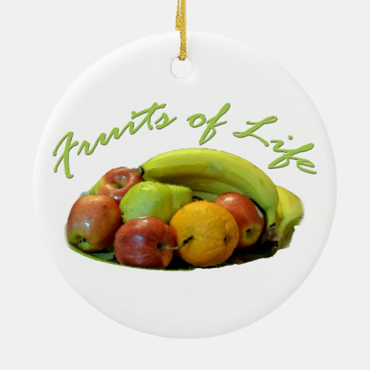 Kleurstoflade, Oranje, appel, peren, Keramisch Ornament (Achterkant)