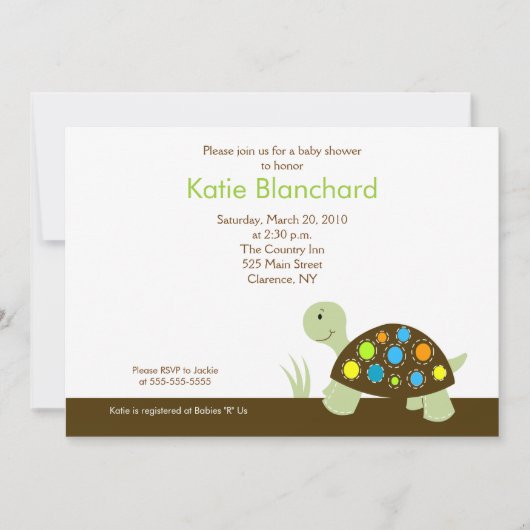 Kleurstofschildpad Modern 5x7 Baby shower Kaart (Voorkant)