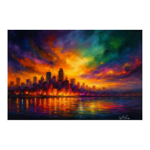 Kleurstorm Metropolis Abstract Silhouet bij Scheme