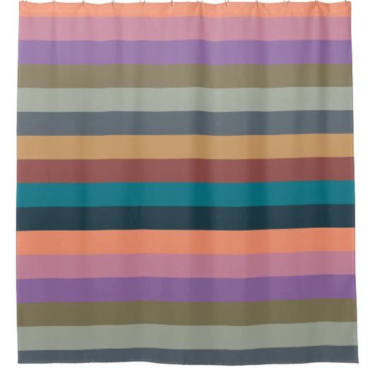 Kleurstrepen in kleurrijk pastel douchegordijn (Voorkant)
