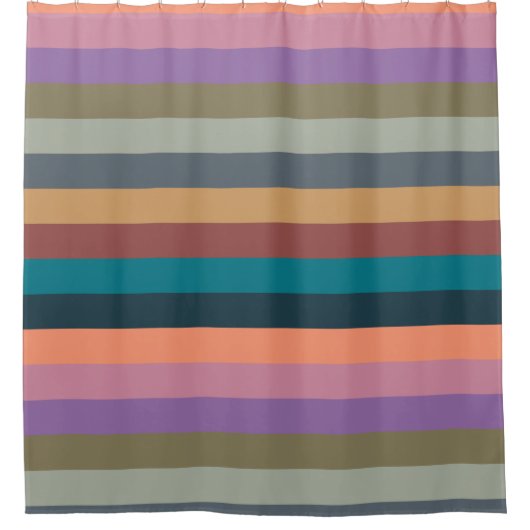 Kleurstrepen in kleurrijk pastel douchegordijn (Voorkant)
