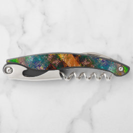 Kleurstrook van gekleurde lagen met roestvast verb kurkentrekker