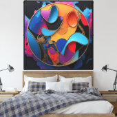Kleurstroomcirkel Canvas Afdruk (Insitu (Slaapkamer))