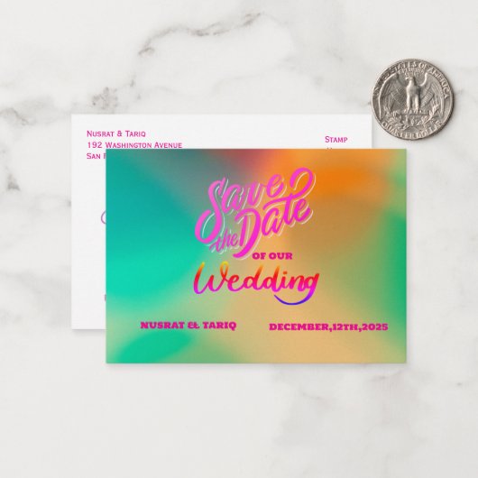 Kleurstructuur: een kleursplash De datum opslaan Notitiekaartje (Voorkant / Achterkant in situ)