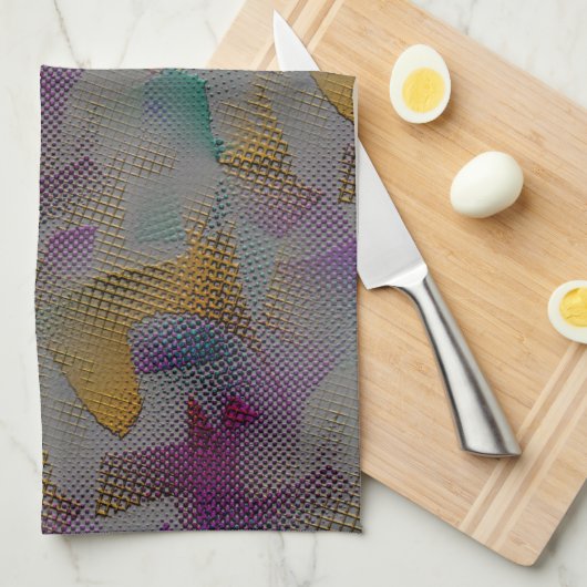 Kleurstructuur met vlekken, kleine geometrische vo theedoek (Quarter Fold)