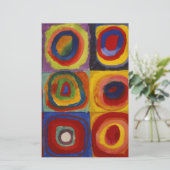 Kleurstudie van vierkanten cirkels briefpapier (Staand voorkant)