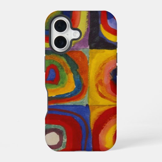Kleurstudie van Vierkanten Cirkels door Kandinsky iPhone 16 Hoesje (Achterkant)