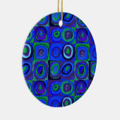 Kleurstudie Vierkanten Squares Blauw Cirkels Keramisch Ornament (Rechts)