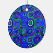 Kleurstudie Vierkanten Squares Blauw Cirkels Keramisch Ornament (Links)