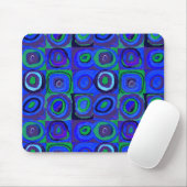 Kleurstudie Vierkanten Squares Blauw Cirkels Muismat (Met muis)