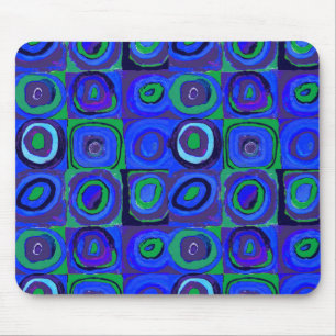 Kleurstudie Vierkanten Squares Blauw Cirkels Muismat