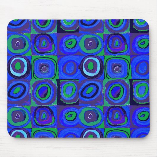 Kleurstudie Vierkanten Squares Blauw Cirkels Muismat (Voorkant)