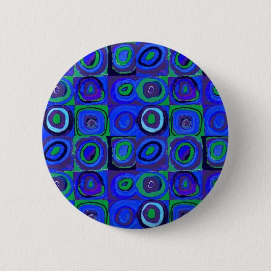 Kleurstudie Vierkanten Squares Blauw Cirkels Ronde Button 5,7 Cm (Voorkant)