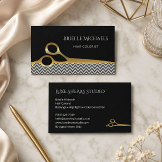 Kleurstylist Gouden Scharen Zwarte Balayage Visitekaartje