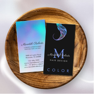 Kleurstylist Haarstylist Opal Blauw op Zwarte Mono Visitekaartje