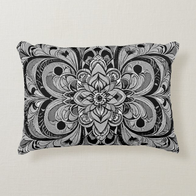 Kleursymfonie Mandala – Krachtige Psychedelische B Accent Kussen (Voorkant)