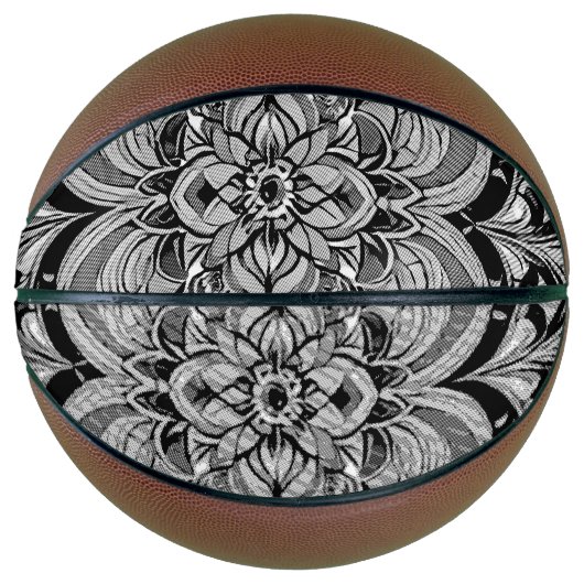 Kleursymfonie Mandala – Krachtige Psychedelische B Basketbal (Voorkant)
