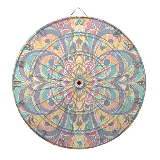 Kleursymfonie Mandala – Krachtige Psychedelische B Dartbord (Voorkant)