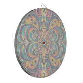 Kleursymfonie Mandala – Krachtige Psychedelische B Dartbord (Voorkant Links)