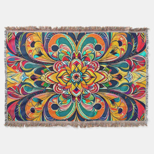 Kleursymfonie Mandala – Krachtige Psychedelische B Deken