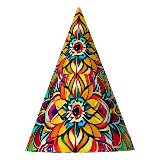 Kleursymfonie Mandala – Krachtige Psychedelische B Feesthoedjes (Voorkant)