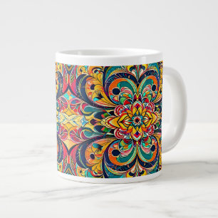 Kleursymfonie Mandala – Krachtige Psychedelische B Grote Koffiekop