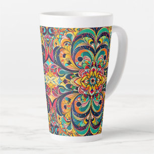 Kleursymfonie Mandala – Krachtige Psychedelische B Latte Mok