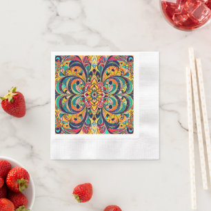 Kleursymfonie Mandala – Krachtige Psychedelische B Servet