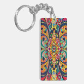 Kleursymfonie Mandala – Krachtige Psychedelische B Sleutelhanger (Voorkant Links)