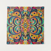 Kleursymfonie Mandala – Krachtige Psychedelische B Wandkleed (Voorkant (horizontaal))