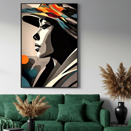 Kleursymfonie op abstract gezicht poster