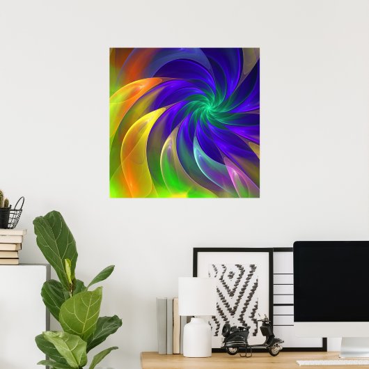 Kleurtekening, fractaal abstract poster (Thuiskantoor)