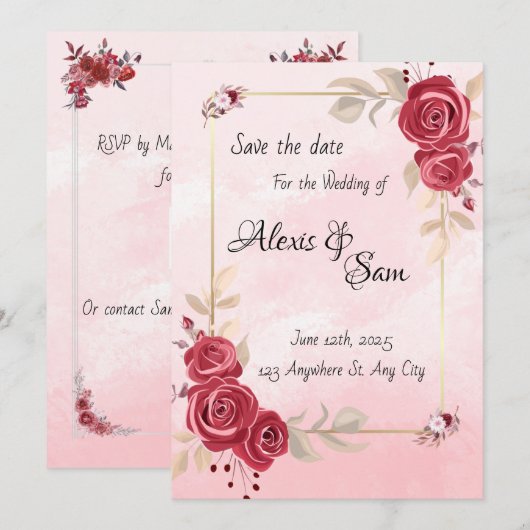 Kleurthema bordeauxrood kaart (Voorkant / Achterkant)