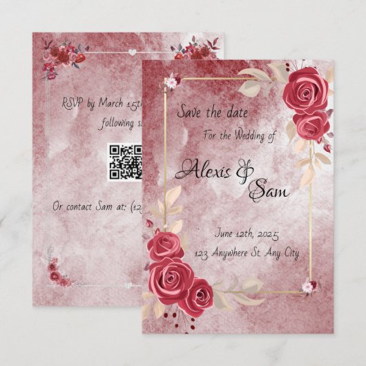 Kleurthema kastanjebruin in donkerrood kaart (Voorkant / Achterkant)