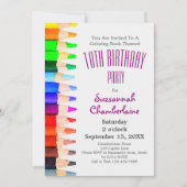 Kleurthema Regenboog potloden Kinderfeestje Kaart (Voorkant)