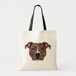 Kleurtherapie Vlinder Hond Portret Pitbull Mama Tote Bag