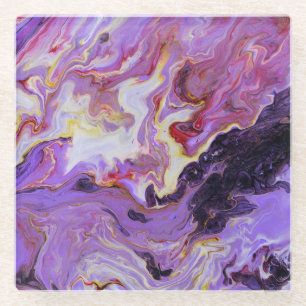 Kleurtoon acrylverf, abstract. glazen onderzetter