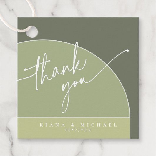 Kleurtoon bruiloft Hartelijk dank Groene ID901 Bedankjes Labels (Voorkant)
