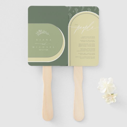 Kleurtoon-weddenschap of programma Groene ID901 Handwaaier (Voorkant en achterkant)