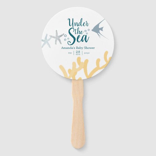 Kleurtrend onder Baby shower met thema Zee Ocean Handwaaier (Voorkant)