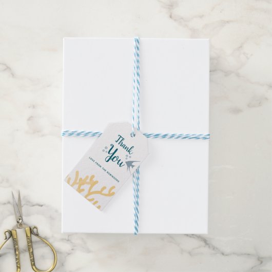 Kleurtrend onder het Baby shower Zee Dank u wel Cadeaulabel (Met Touw)